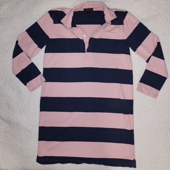 J Crew Classic Preppy Baby Pink And Navy Blue Striped Top - Picture 3 of 11